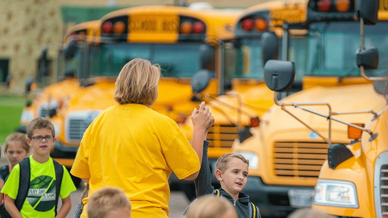 Students boarding bus